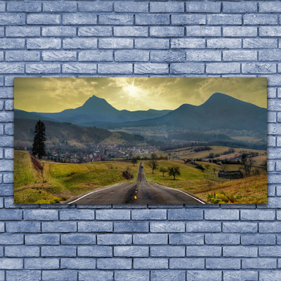 Plexiglas® Wall Art Road mountain landscape black green blue