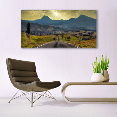 Plexiglas® Wall Art Road mountain landscape black green blue