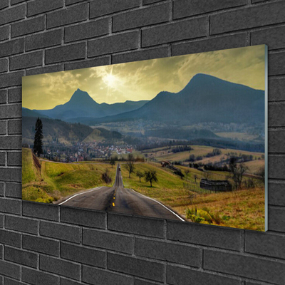 Plexiglas® Wall Art Road mountain landscape black green blue