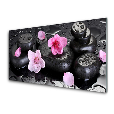 Plexiglas® Wall Art Flower stones art pink black