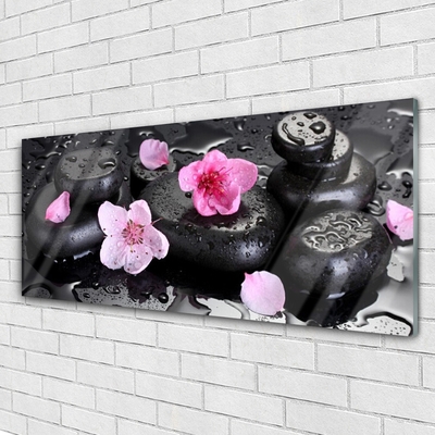 Plexiglas® Wall Art Flower stones art pink black