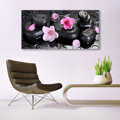 Plexiglas® Wall Art Flower stones art pink black