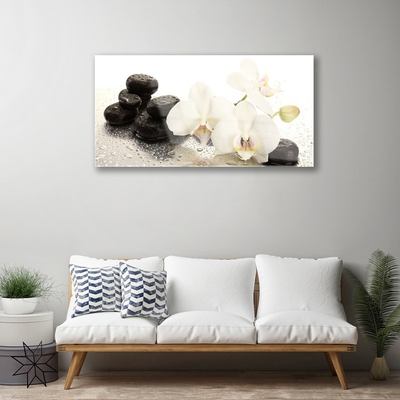 Plexiglas® Wall Art Flower stones floral white black