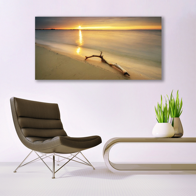 Plexiglas® Wall Art Ocean beach landscape brown blue yellow