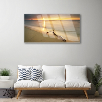 Plexiglas® Wall Art Ocean beach landscape brown blue yellow