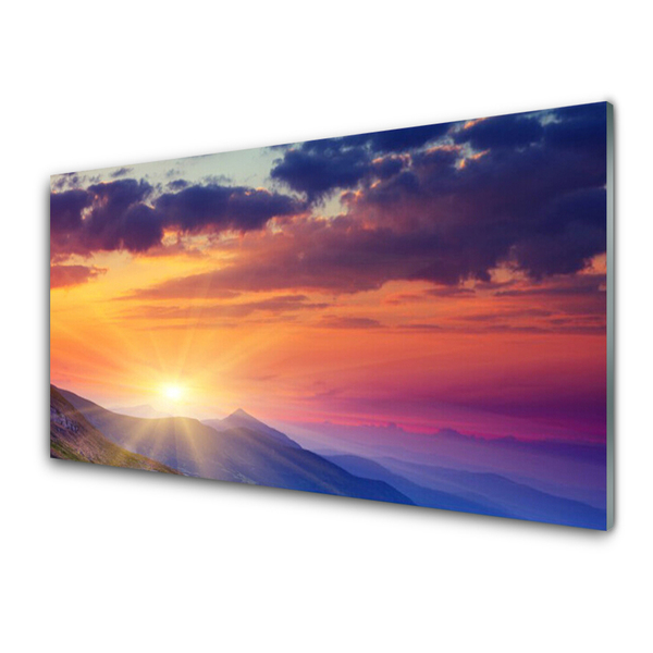 Plexiglas® Wall Art Sun mountains landscape multi