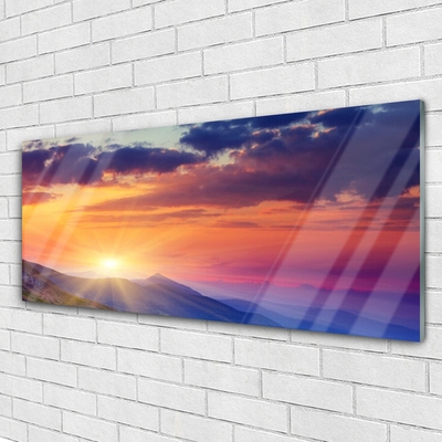 Plexiglas® Wall Art Sun mountains landscape multi