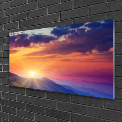 Plexiglas® Wall Art Sun mountains landscape multi