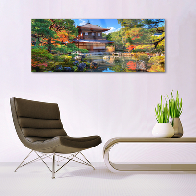Plexiglas® Wall Art Housing garden landscape brown green orange