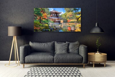 Plexiglas® Wall Art Housing garden landscape brown green orange