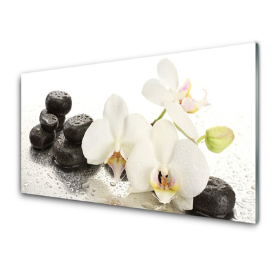 Plexiglas® Wall Art Flower stones floral white black