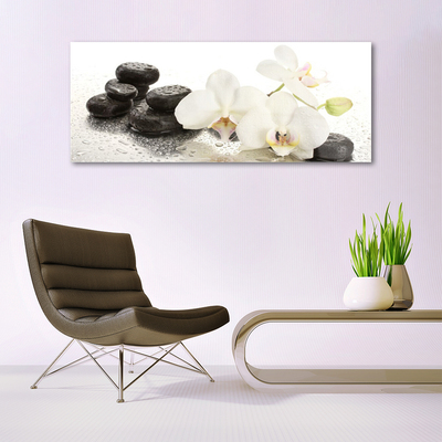 Plexiglas® Wall Art Flower stones floral white black