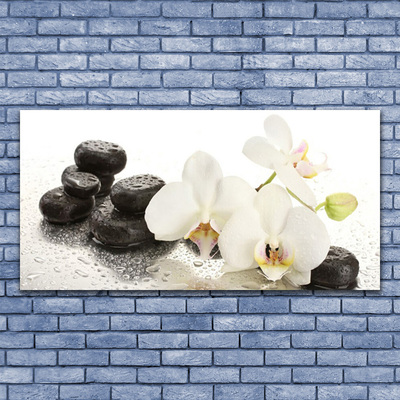 Plexiglas® Wall Art Flower stones floral white black