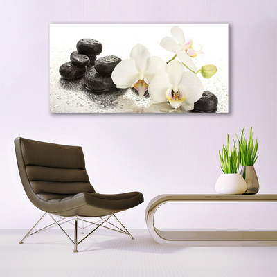 Plexiglas® Wall Art Flower stones floral white black