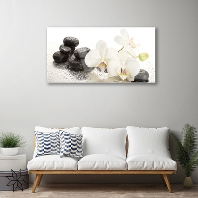 Plexiglas® Wall Art Flower stones floral white black