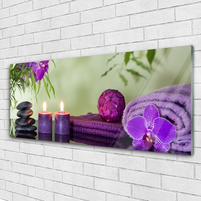 Plexiglas® Wall Art Stones candle towels art black pink purple