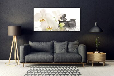 Plexiglas® Wall Art Flower stones floral white black