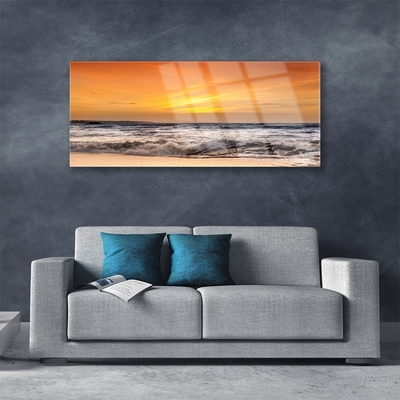 Plexiglas® Wall Art Sea landscape brown grey yellow