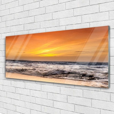 Plexiglas® Wall Art Sea landscape brown grey yellow