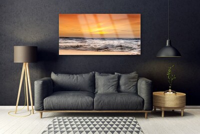 Plexiglas® Wall Art Sea landscape brown grey yellow