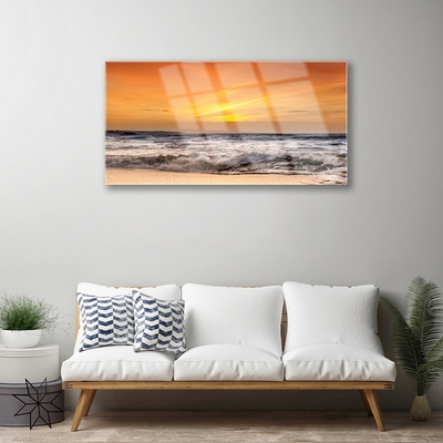 Plexiglas® Wall Art Sea landscape brown grey yellow