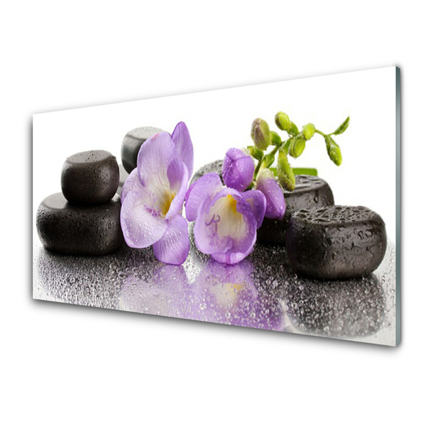 Plexiglas® Wall Art Flower stones art pink black