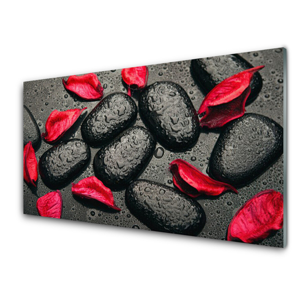 Plexiglas® Wall Art Petals stones art red grey