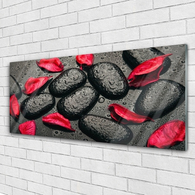 Plexiglas® Wall Art Petals stones art red grey