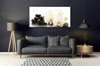 Plexiglas® Wall Art Flower stones floral white black