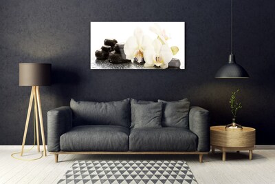 Plexiglas® Wall Art Flower stones floral white black