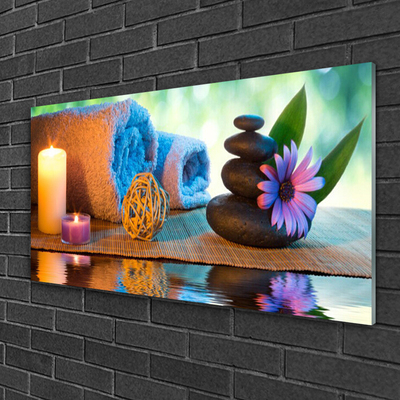 Plexiglas® Wall Art Candles stones flower art yellow black purple grey