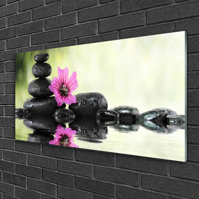 Plexiglas® Wall Art Flower stones art pink black