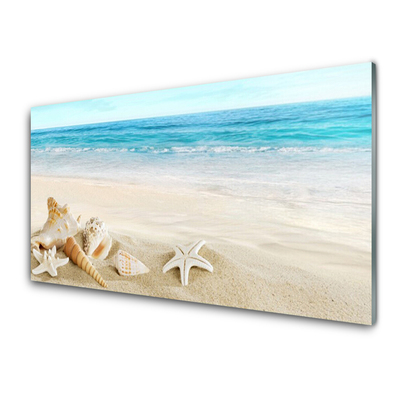 Plexiglas® Wall Art Starfish landscape blue white yellow