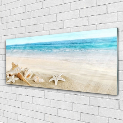 Plexiglas® Wall Art Starfish landscape blue white yellow