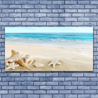 Plexiglas® Wall Art Starfish landscape blue white yellow