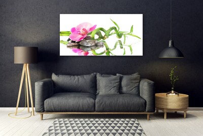 Plexiglas® Wall Art Bamboo flower stones art green pink grey