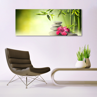 Plexiglas® Wall Art Bamboo tube flower stones floral green red grey