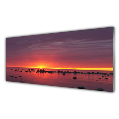 Plexiglas® Wall Art Sea sun landscape yellow grey