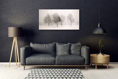 Plexiglas® Wall Art Snow trees landscape white brown