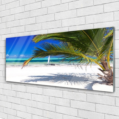 Plexiglas® Wall Art Beach palm landscape white brown green