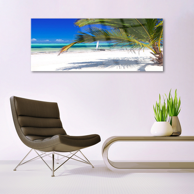 Plexiglas® Wall Art Beach palm landscape white brown green