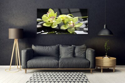 Plexiglas® Wall Art Flower stones floral green black