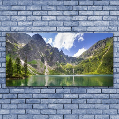 Plexiglas® Wall Art Mountain lake landscape grey green blue