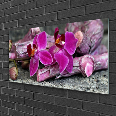 Plexiglas® Wall Art Wood flowers floral brown red