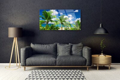 Plexiglas® Wall Art Sea palm trees landscape green blue