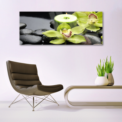 Plexiglas® Wall Art Flower stones floral green black