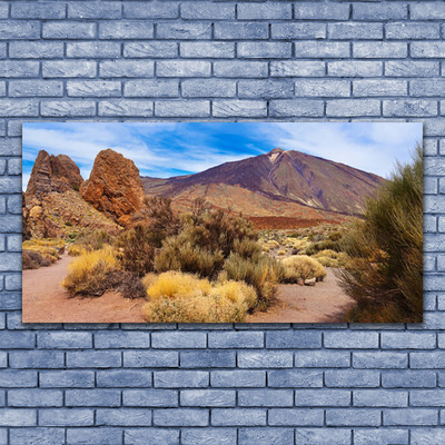 Plexiglas® Wall Art Mountains landscape green yellow brown grey