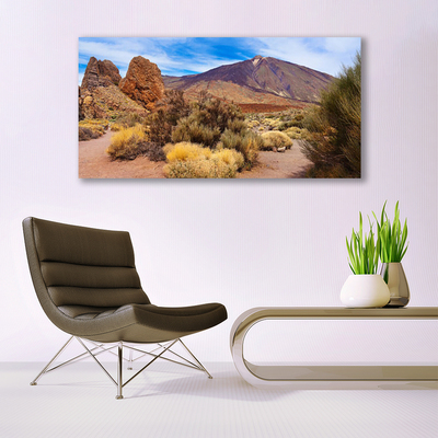 Plexiglas® Wall Art Mountains landscape green yellow brown grey