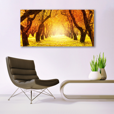 Plexiglas® Wall Art Forest footpath nature brown yellow