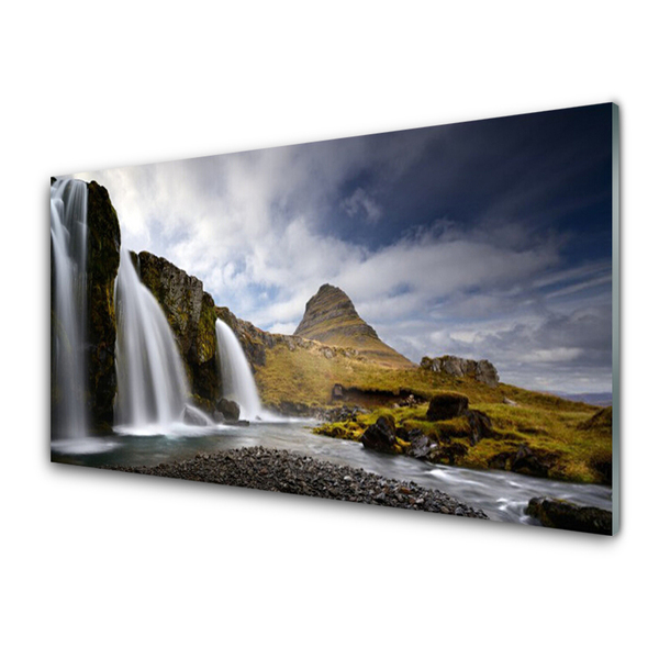 Plexiglas® Wall Art Waterfall mountains landscape grey white